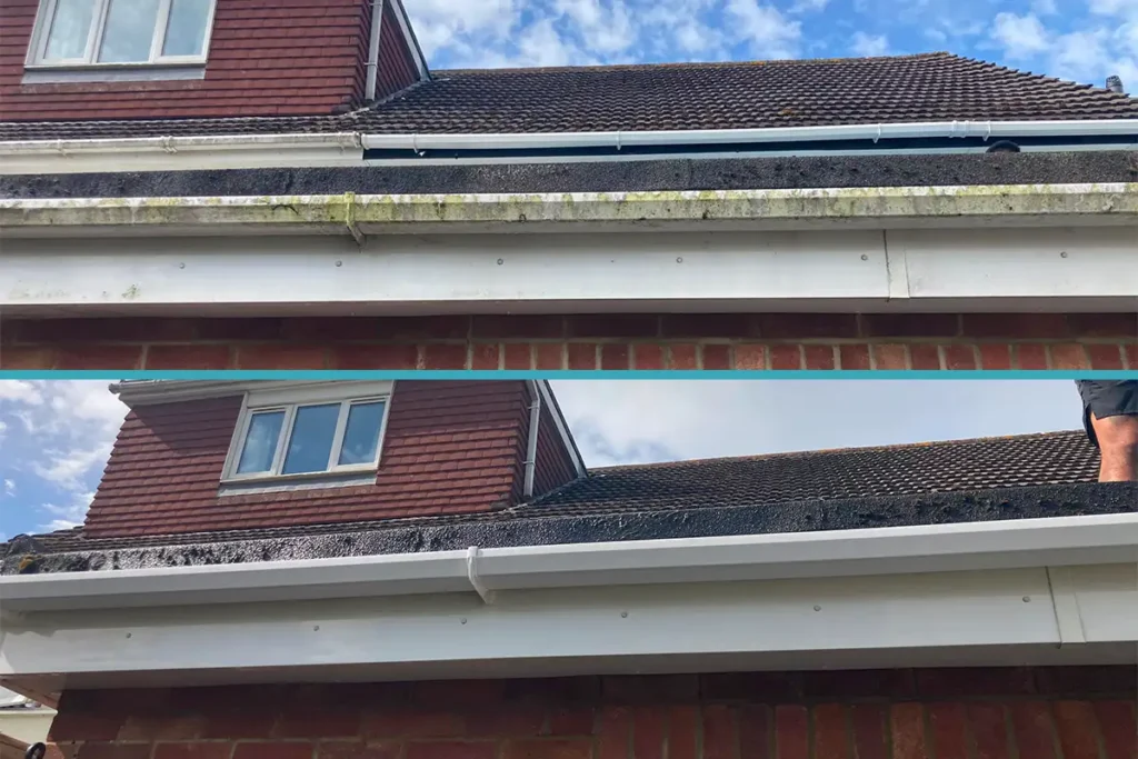 Residential Window Cleaning Fareham Before and after home valet and window sill cleaning at a residential property in Fareham using a reach and wash system